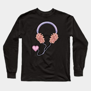 Headphones Made Of Flowers Long Sleeve T-Shirt